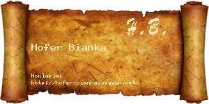 Hofer Bianka névjegykártya